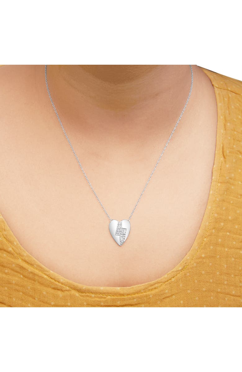 Haus of Brilliance 925 Sterling Silver 1/3 Diamond Heart and Lightning Bolt Pendant Necklace - Inches, Alternate, color, White