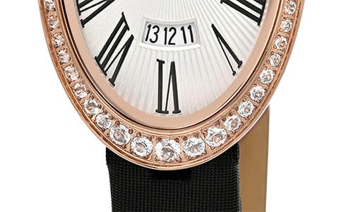 Porsamo Bleu Women's Topaz Eloise Genuine Leather Band Watch 1351cell In Black
