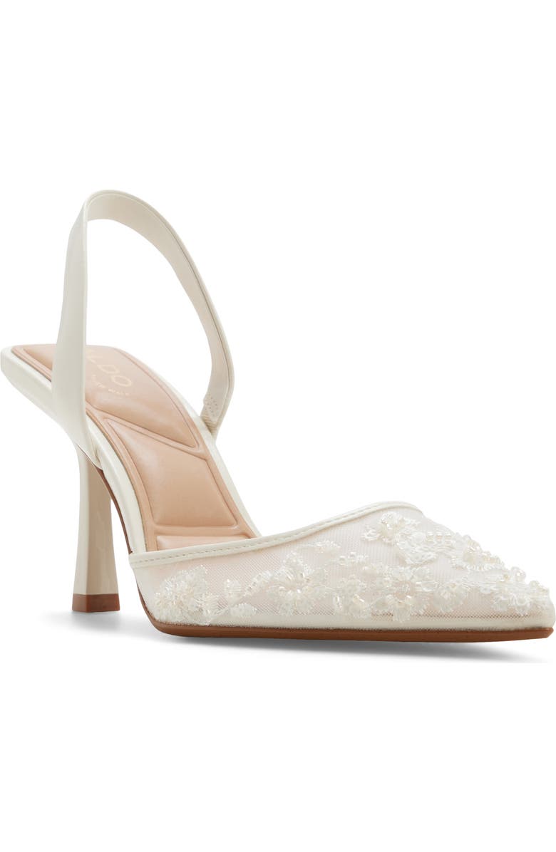ALDO Brusanti Pointed Toe Slingback Pump, Main, color, White Mesh