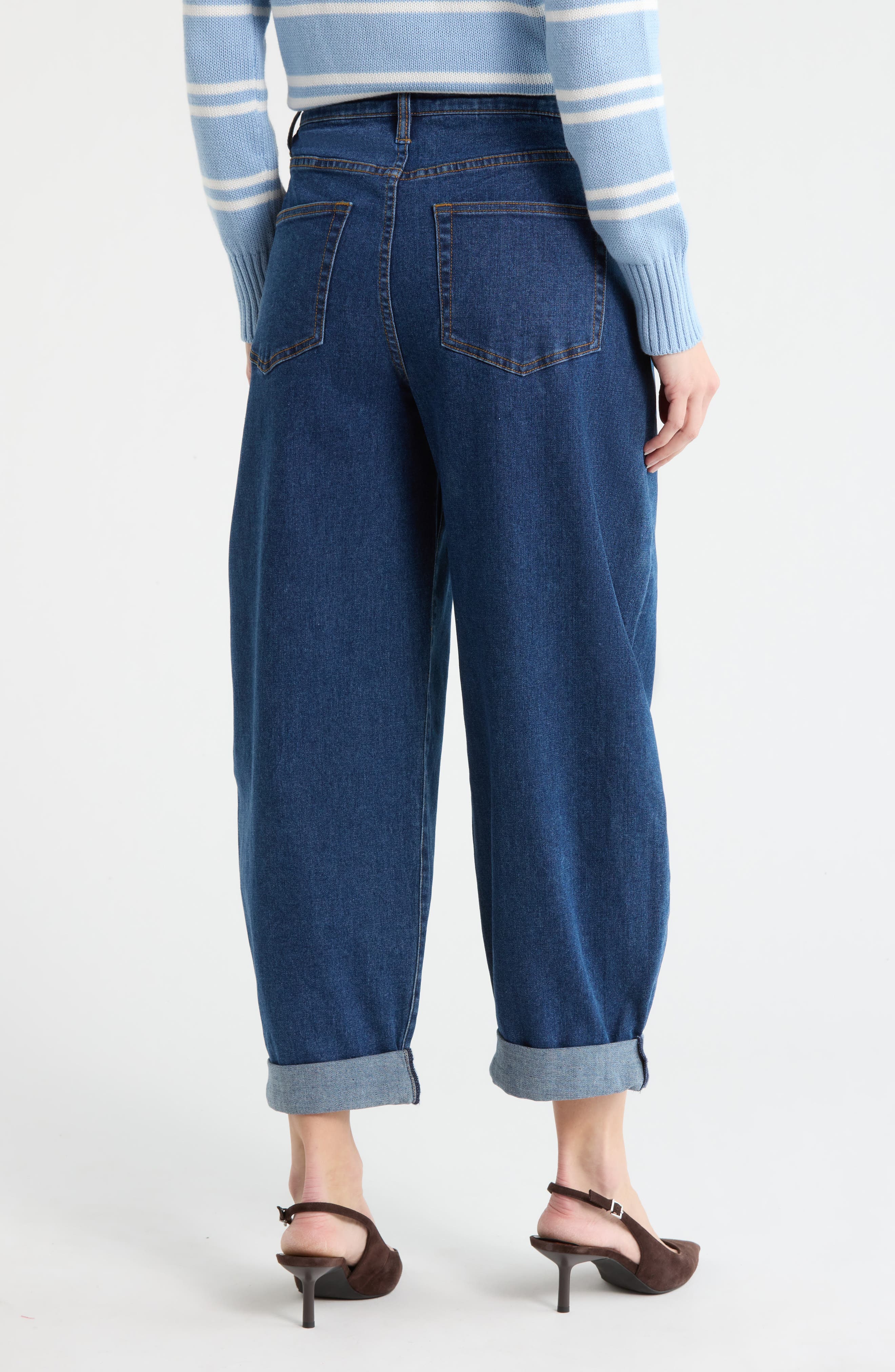 High Waist Cuffed Barrel Leg Jeans - image 2