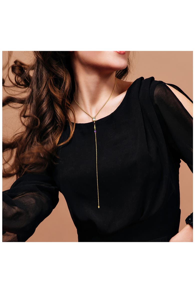 Semiprecious Stone Lariat Necklace, Alternate, color, GOLD MULTI