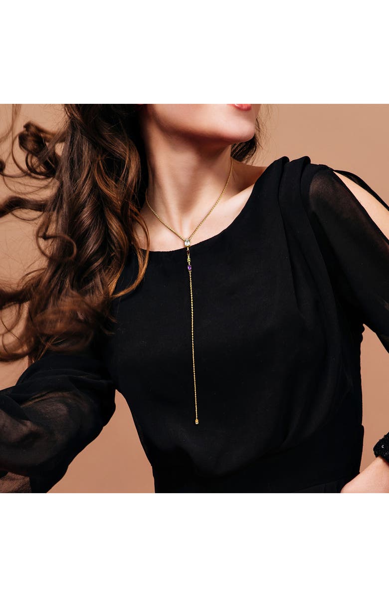 DELMAR Semiprecious Stone Lariat Necklace, Alternate, color, Gold Multi