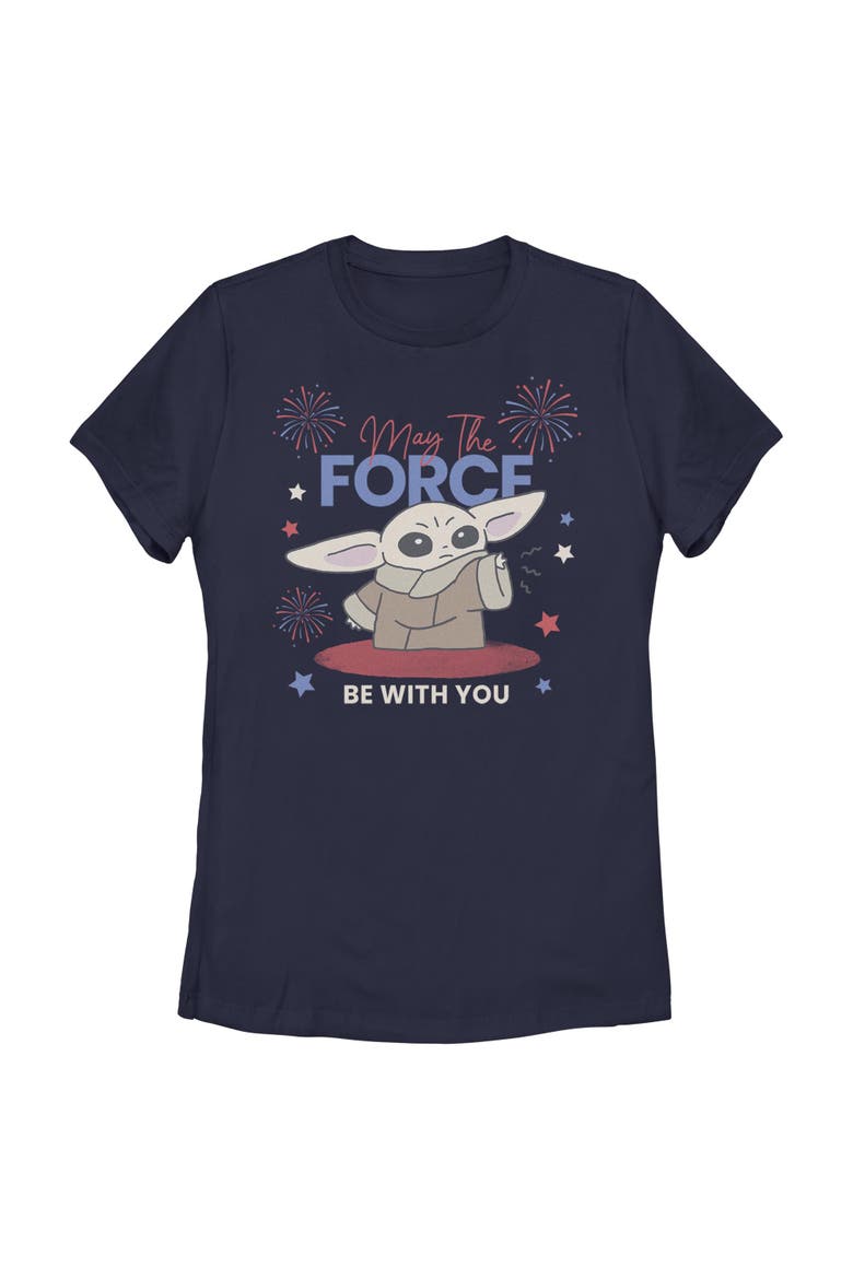 Women's Star Wars The Mandalorian The Fireworks Be With You  Graphic T-Shirt, Main, color, Navy Blue