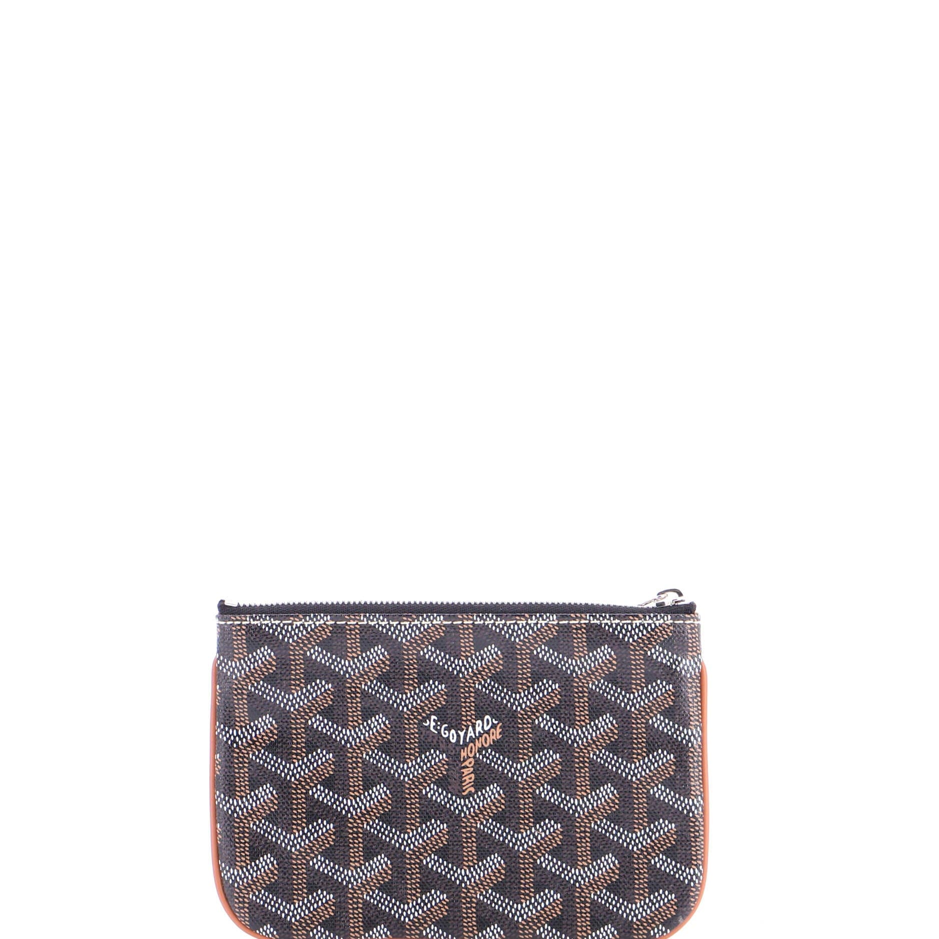 Pre-Owned Goyard Senat Zip Pouch Coated Canvas Mini, Alternate, color, Brown