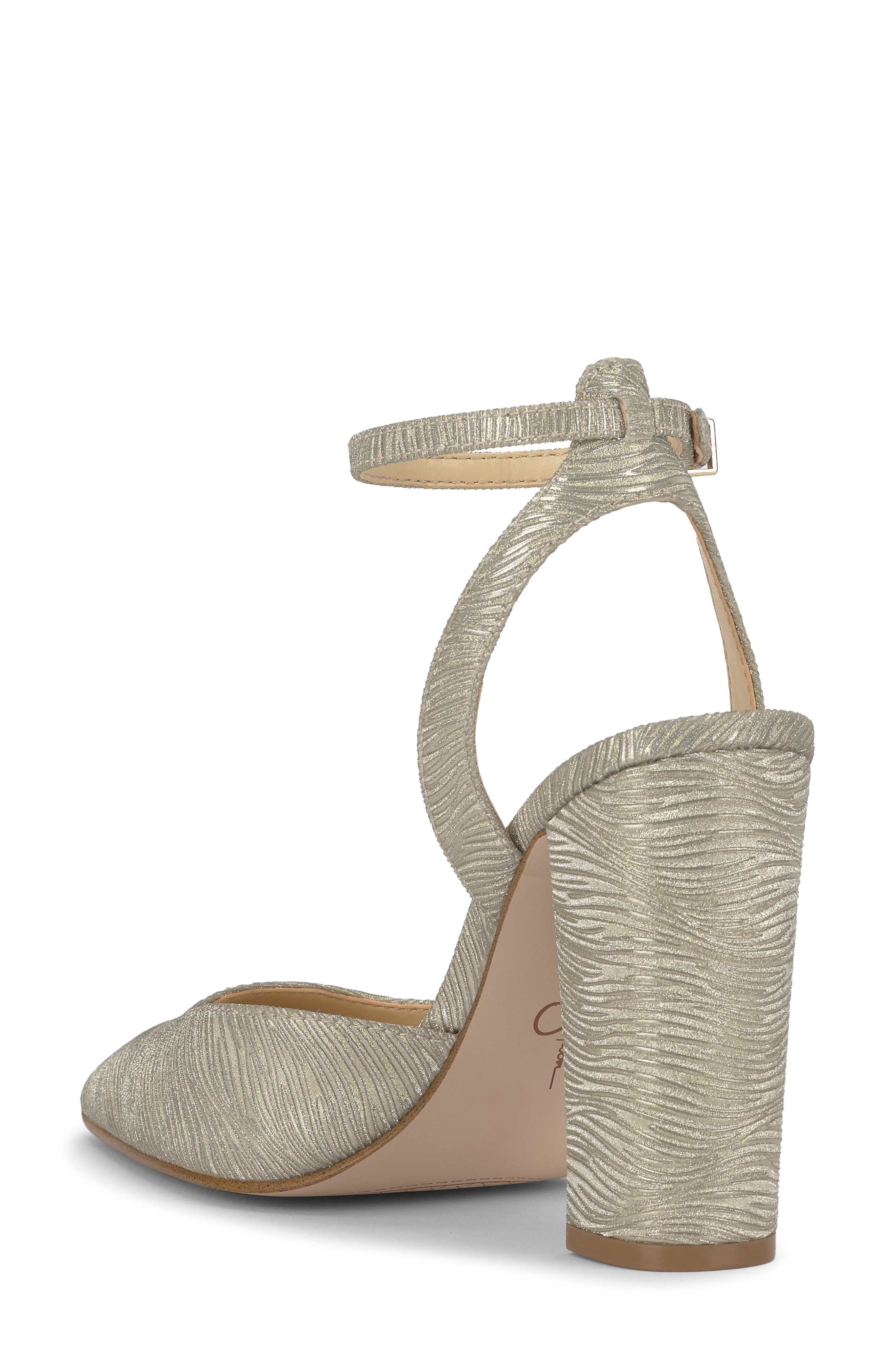 Jessica Simpson Nazela Pointed Toe Ankle Strap Pump, Alternate, color, Gold 14