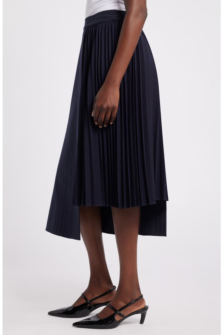 House of Aama Dandy Pleated Skirt, Alternate, color, NAVY- IVORY BRUMMELL PINSTRIPE