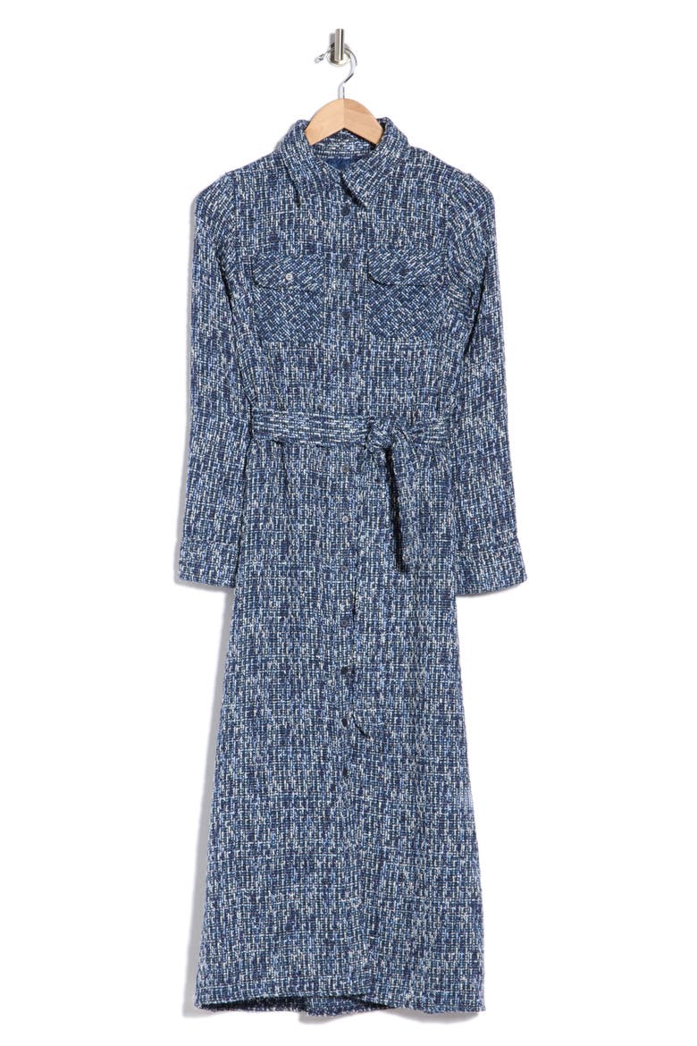 Oakley Long Sleeve Shirtdress, Alternate, color, BLUE TWEED