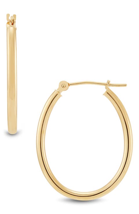 10K Yellow Gold Oval Tube Hoop Earrings