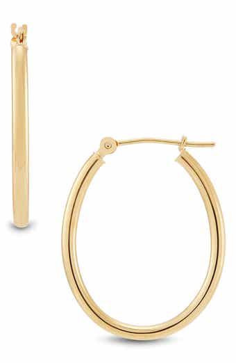 Frankie & Zoe 10K Yellow Gold Oval Tube Hoop Earrings