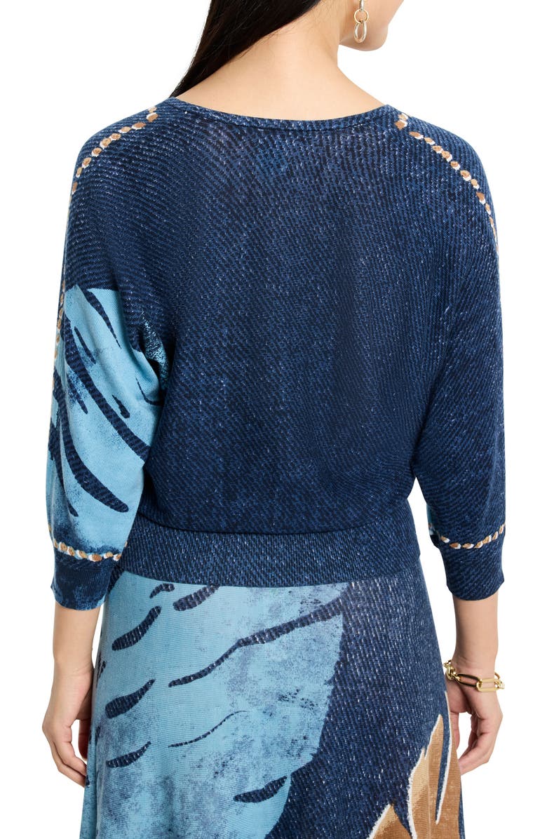 NIC+ZOE Twilight Abstract Print V-Neck Sweater, Alternate, color, Blue Multi