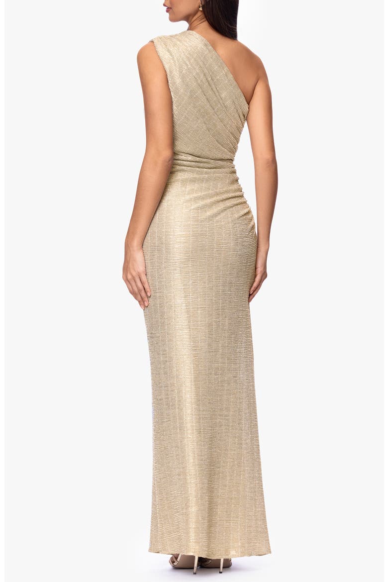 Metallic One-Shoulder Ruched Dress, Alternate, color, SILVER/ GOLD