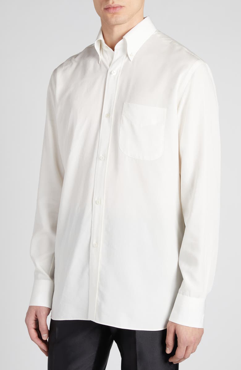 TOM FORD Parachute Fluid Fit Button-Down Shirt, Alternate, color, Soft White