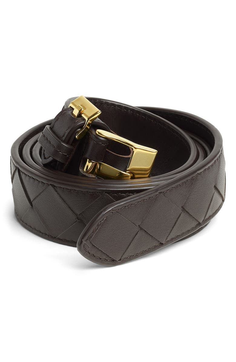 Bottega Veneta Watch Intrecciato Leather Belt, Alternate, color, 2190 Fondant-M Brass