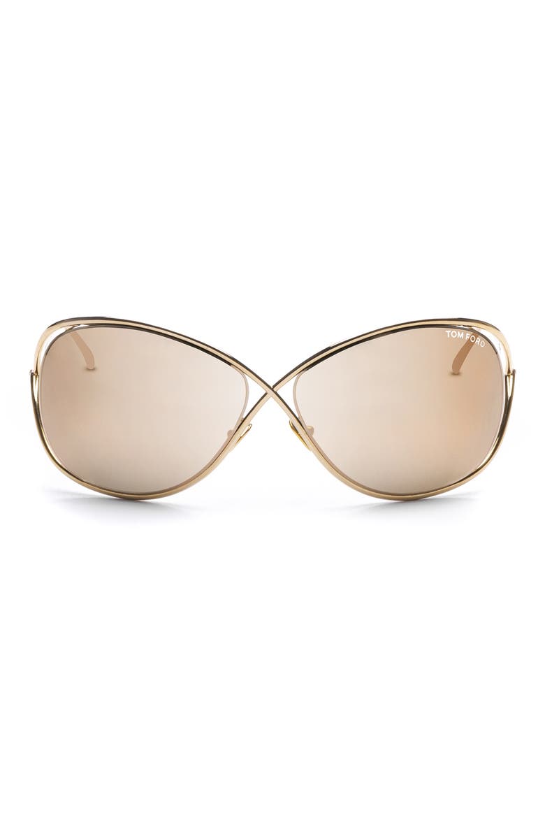 67mm Butterfly Sunglasses, Main, color, SHINY ROSE GOLD / BROWN MIRROR