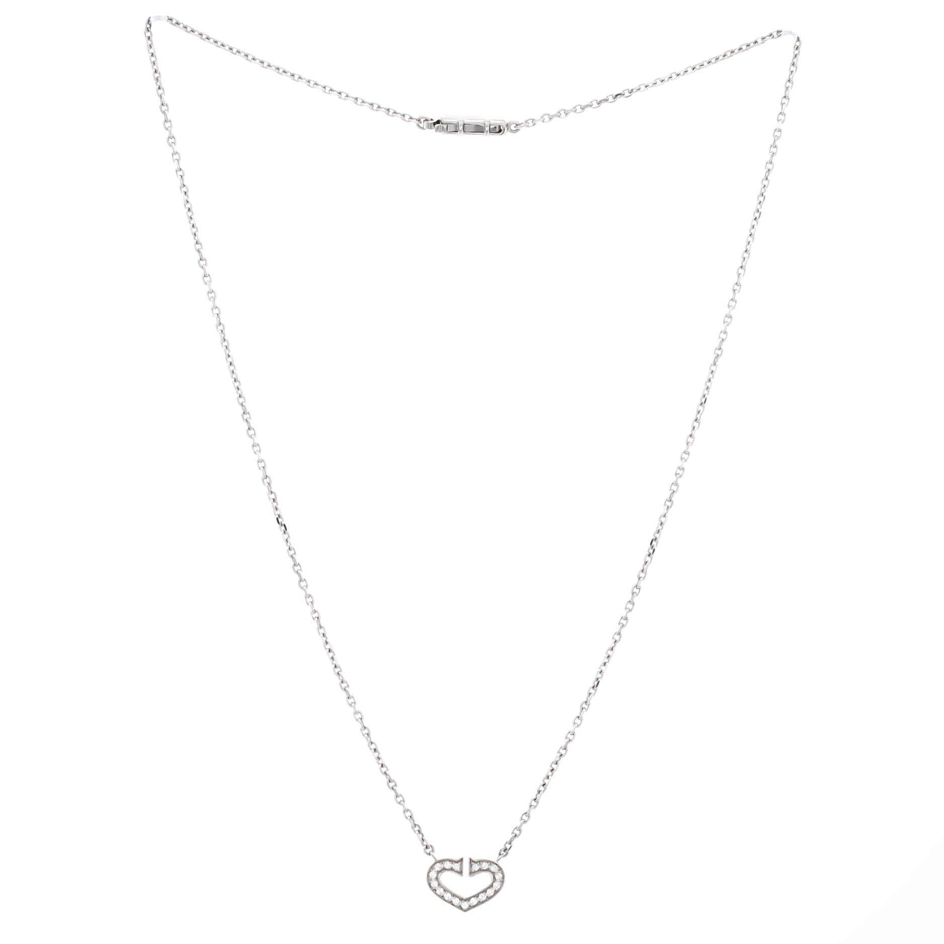 C Heart de Cartier Pendant Necklace 18K White Gold with Pave Diamonds, Alternate, color, Metallic Gold