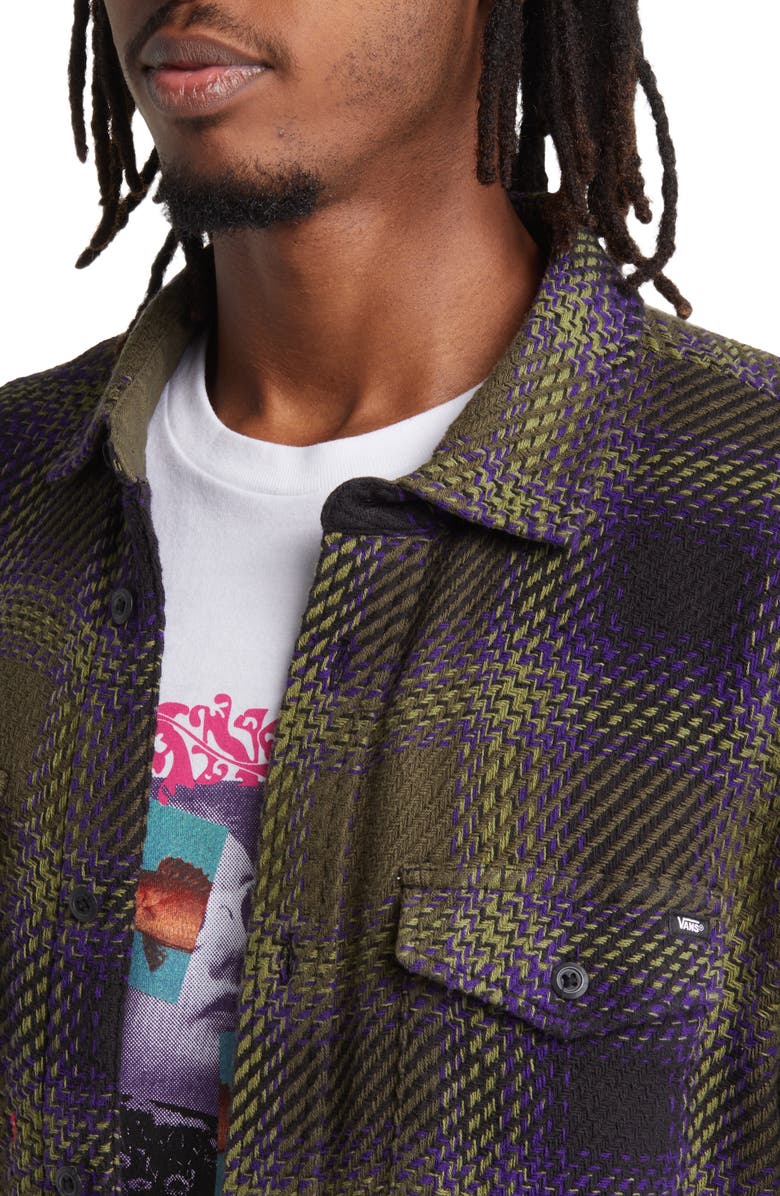 Vans Saviano Plaid Button-Up Overshirt, Alternate, color,