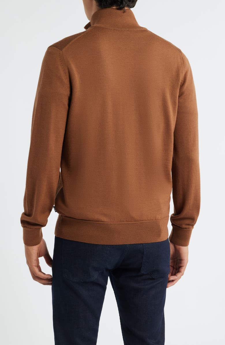 BOSS Illarione Zip Wool Cardigan, Alternate, color, Medium Brown