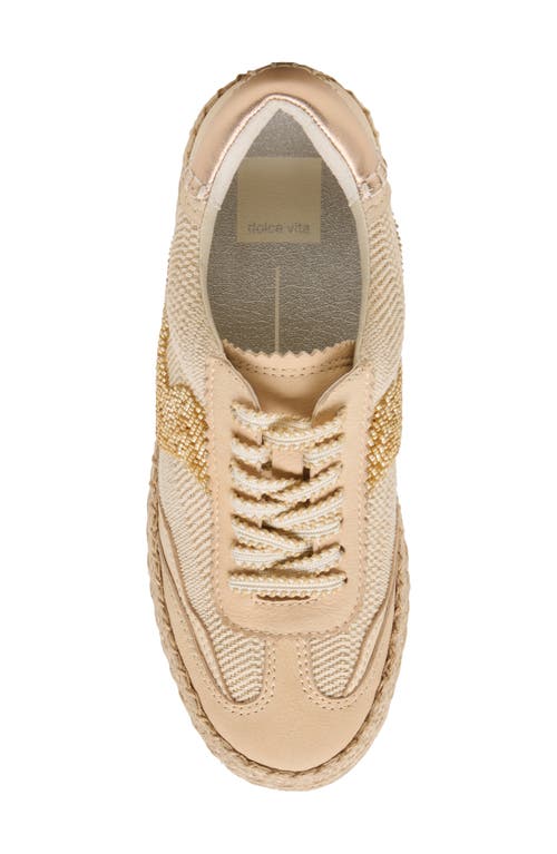 Dolce Vita Notice Beaded Mesh Sneaker In Gold Multi Burlap