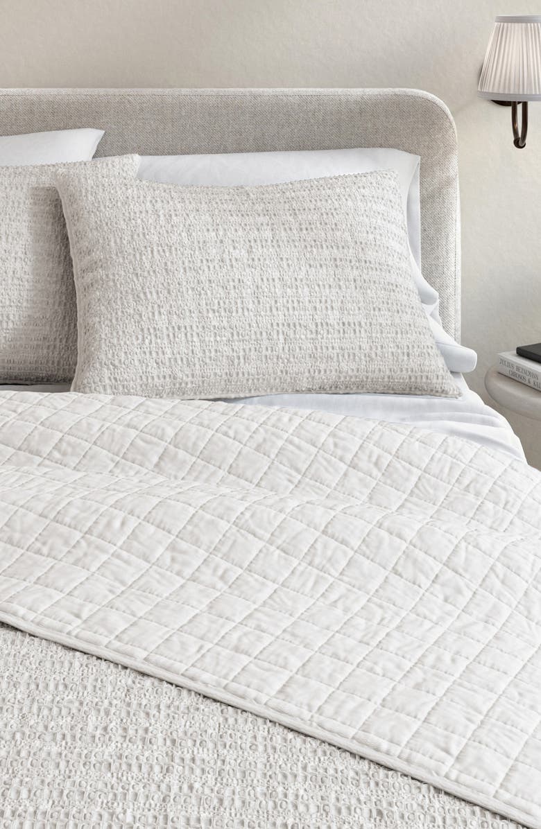 Woven & Weft Reversible Honeycomb Waffle Cotton Quilt & Sham Set, Alternate, color, Light Grey