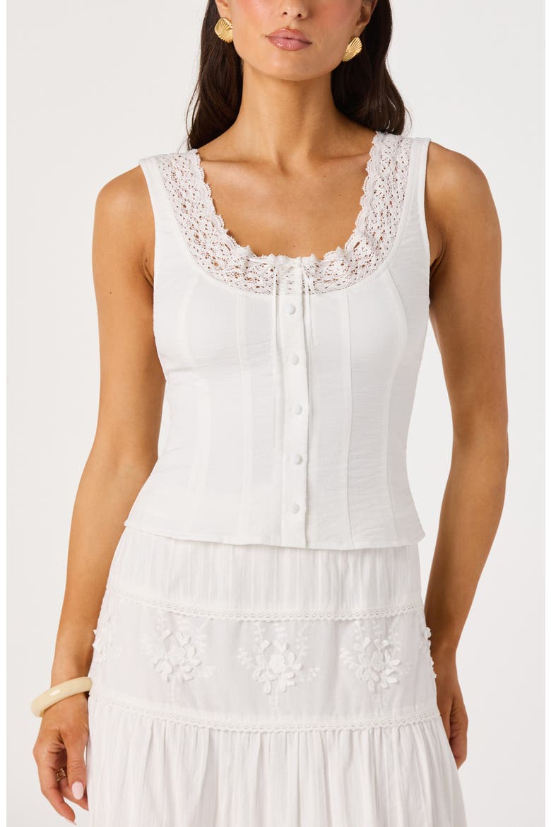 Victoria Lace Trim Sleeveless Top, Main, color, WHITE