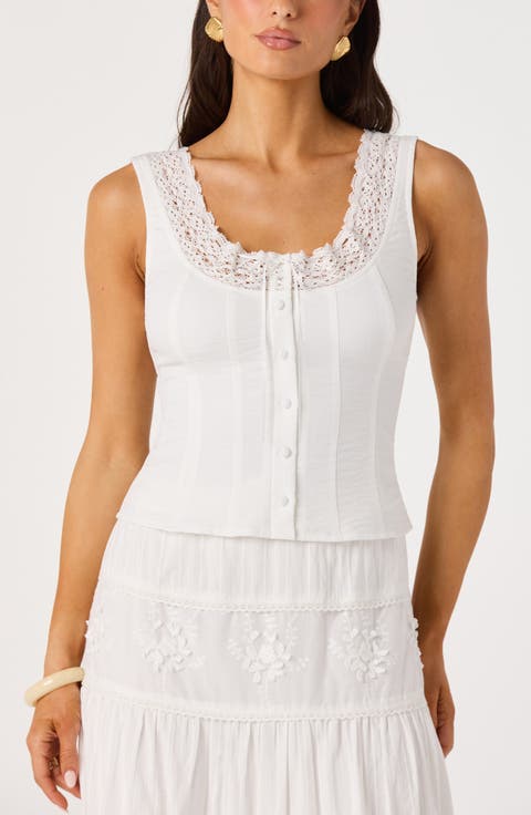 Victoria Lace Trim Sleeveless Top