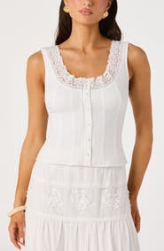 ASTR the Label Victoria Lace Trim Sleeveless Top