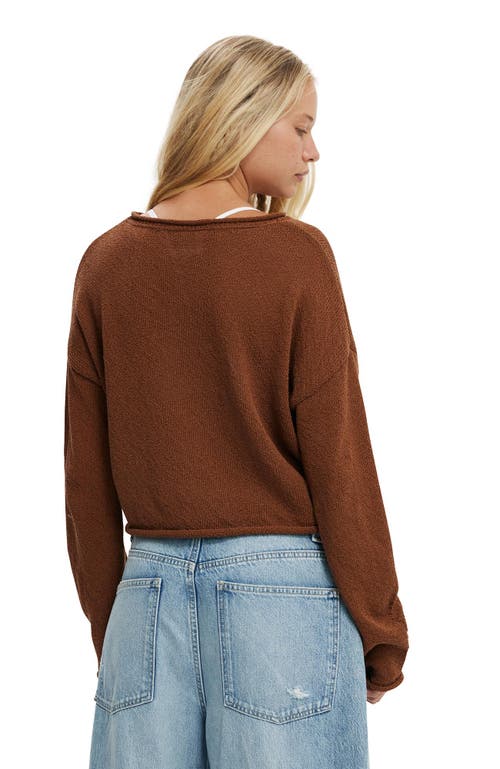 Cotton On Roll Over Boat Neck Sweater In Walnut