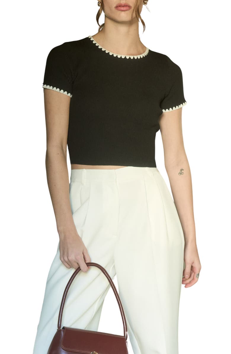 Blu Pepper Contrast Trim Crop Knit Top, Main, color,