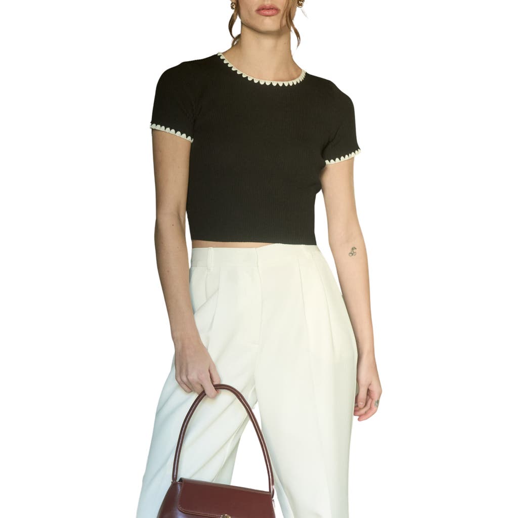 BLU PEPPER BLU PEPPER CONTRAST TRIM CROP KNIT TOP
