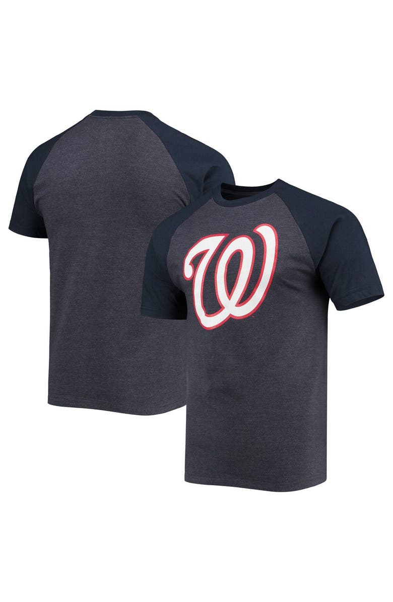 STITCHES Men's Stitches Heathered Navy Washington Nationals Raglan T-Shirt, Alternate, color,