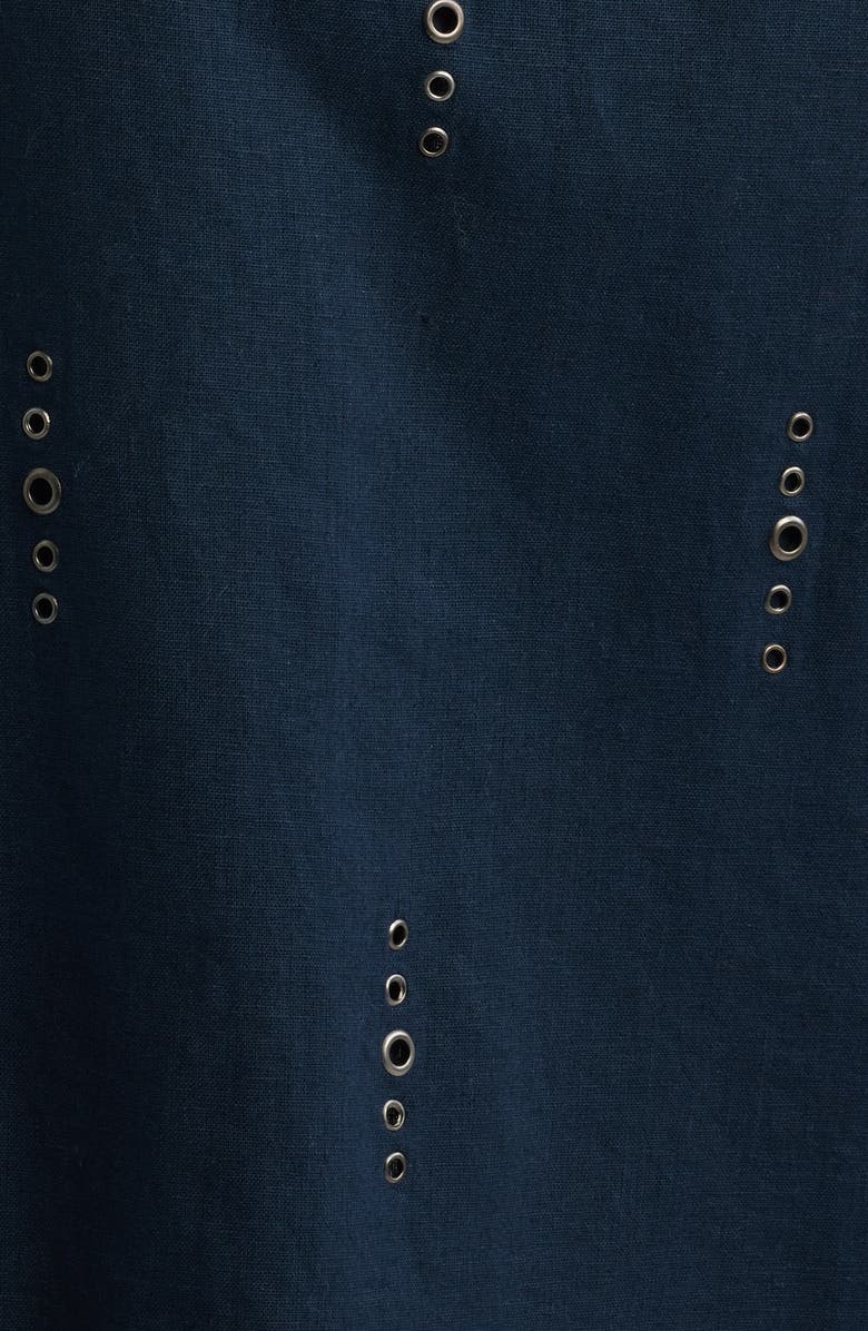 rag & bone Aubrey Grommet Trim Linen & Cotton Midi Skirt, Alternate, color, Sal