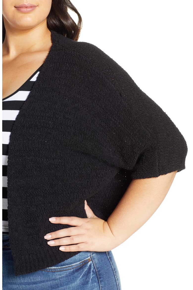 Open Crop Cardigan, Alternate, color, BLACK
