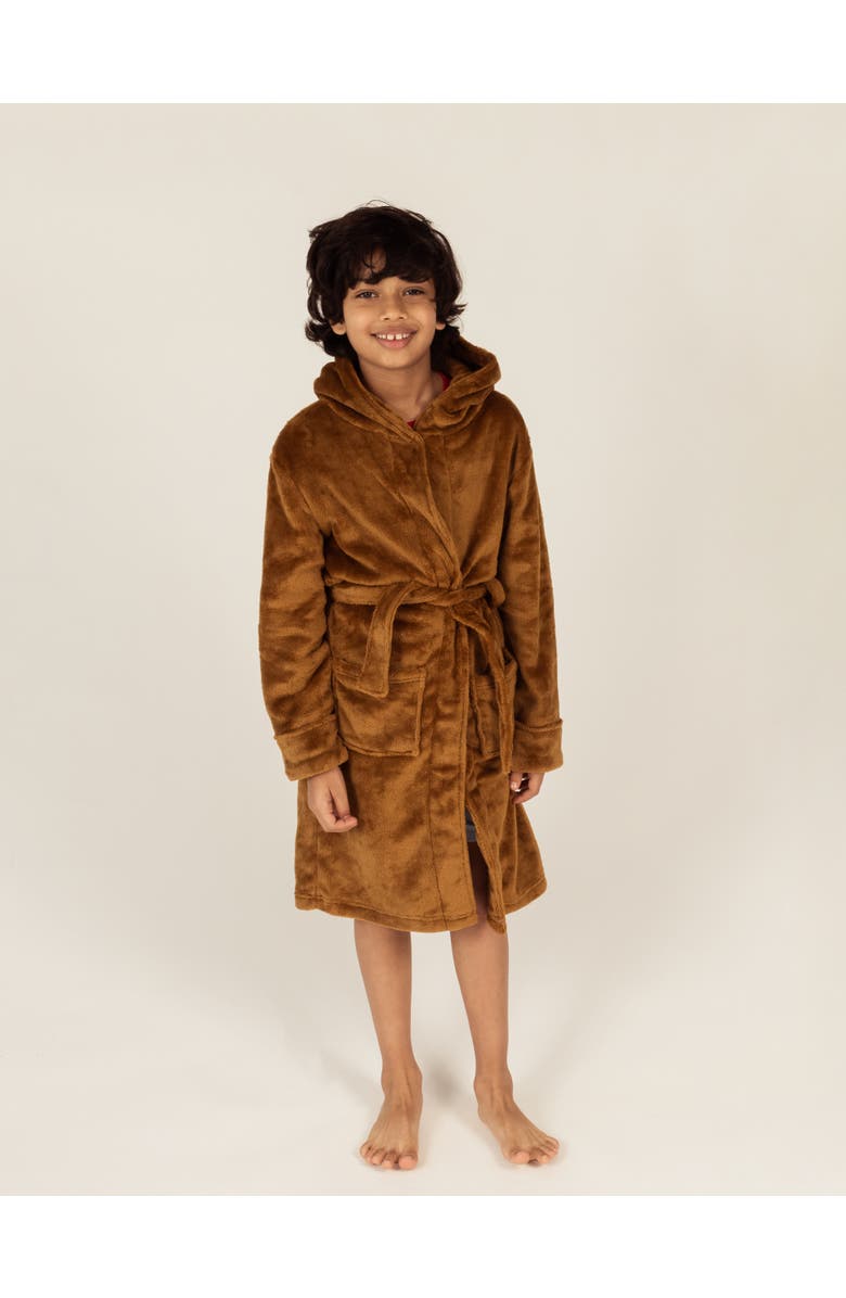 Leveret Kids Printed Fleece Hooded Robe, Alternate, color, Bear