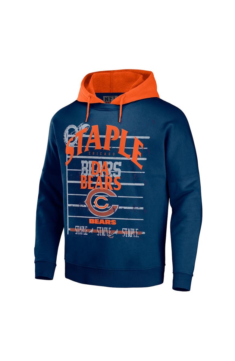 STAPLE Men's NFL x Staple Navy Chicago Bears Throwback Vintage Wash Pullover Hoodie, Alternate, color, 