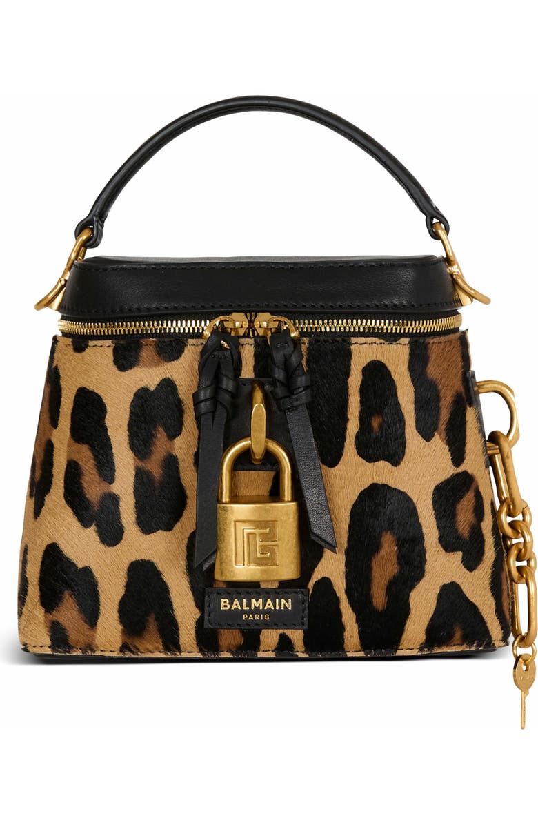 Balmain Pulse Vanity Leopard Print Leather Bag, Main, color,