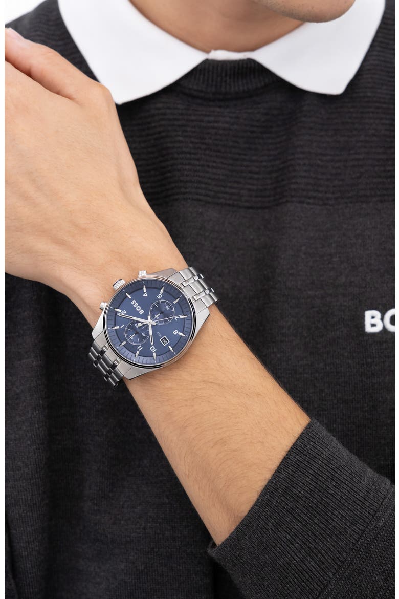 Skytraveller Chronograph Bracelet Watch, 44mm, Alternate, color, BLUE