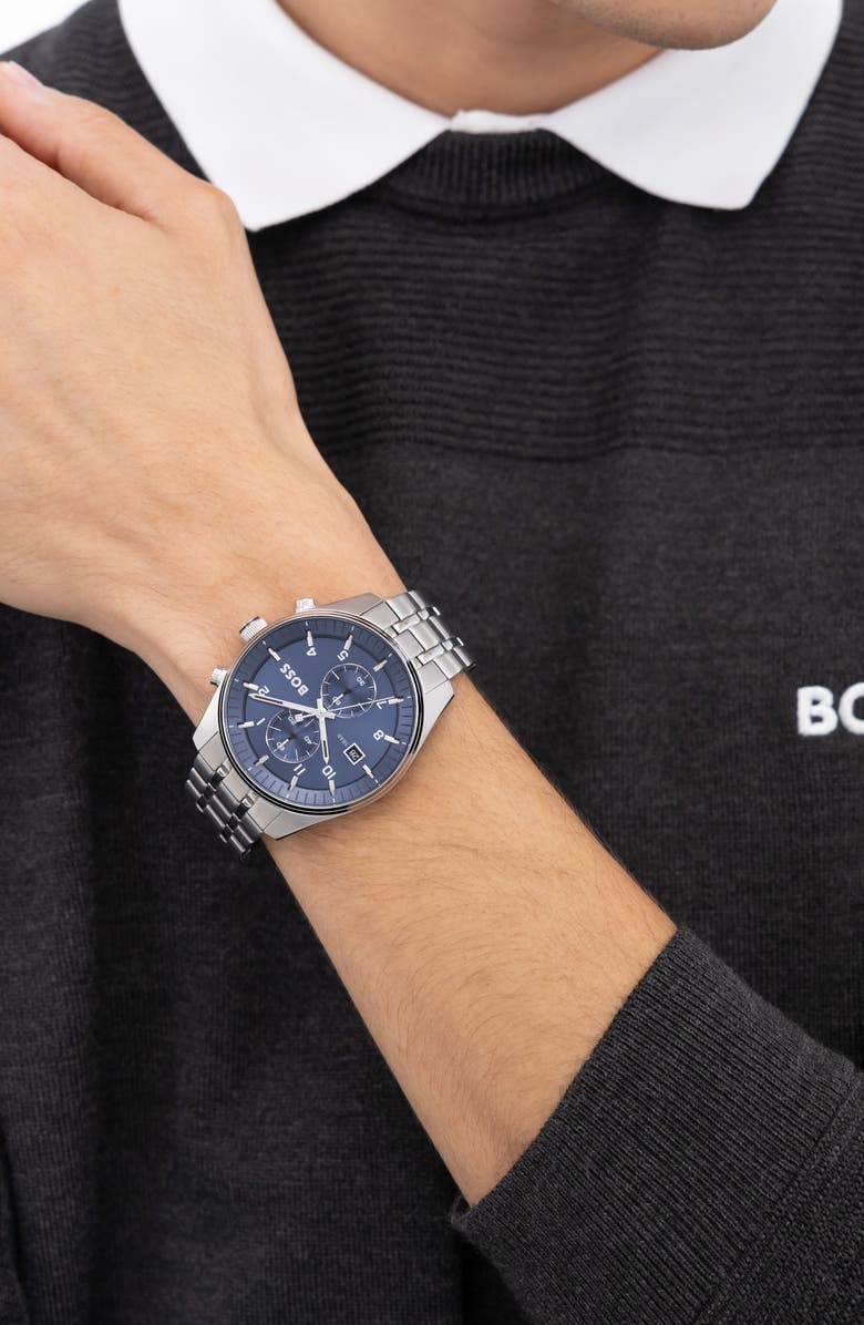 BOSS Skytraveller Chronograph Bracelet Watch, 44mm, Alternate, color, 