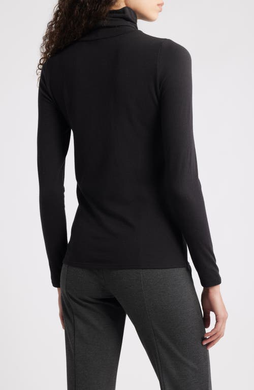 Eileen Fisher Turtleneck Stretch Organic Cotton Blend Top In Black