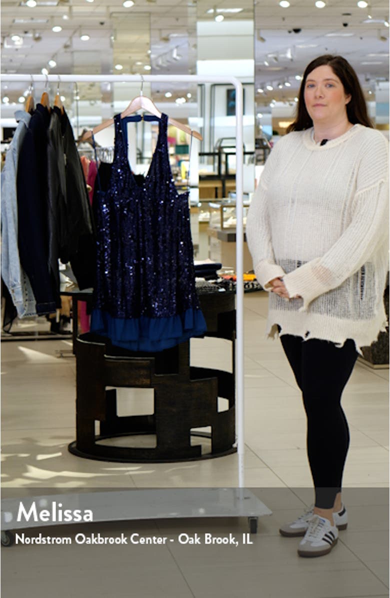 Bejeweled Halter Neck Sequin Minidress, sales video thumbnail