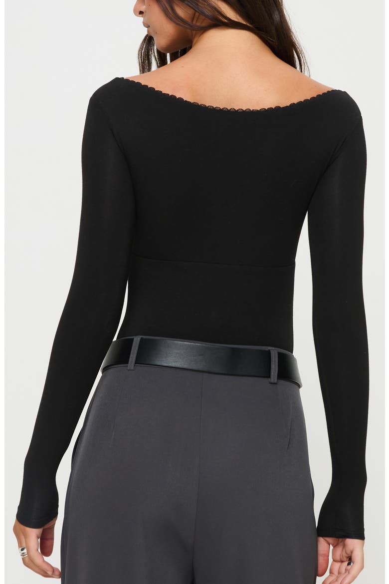 Loveydove Long Sleeve Bodysuit, Alternate, color, BLACK