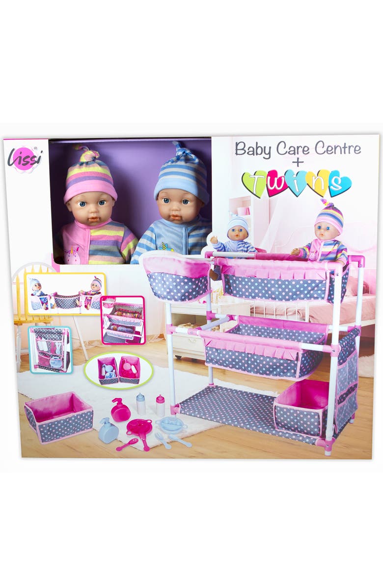 Lissi 12 Inch Twin Baby Dolls & Care Center Set, Pink Blue Unicorn, Hats, Alternate, color, Multicolored
