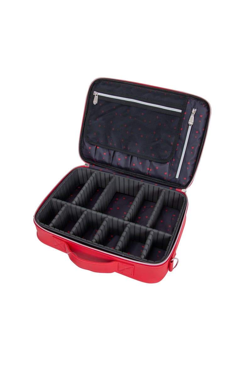Minnie & Mickey Makeup Carry Case With Adjustable Dividers, Alternate, color, Black