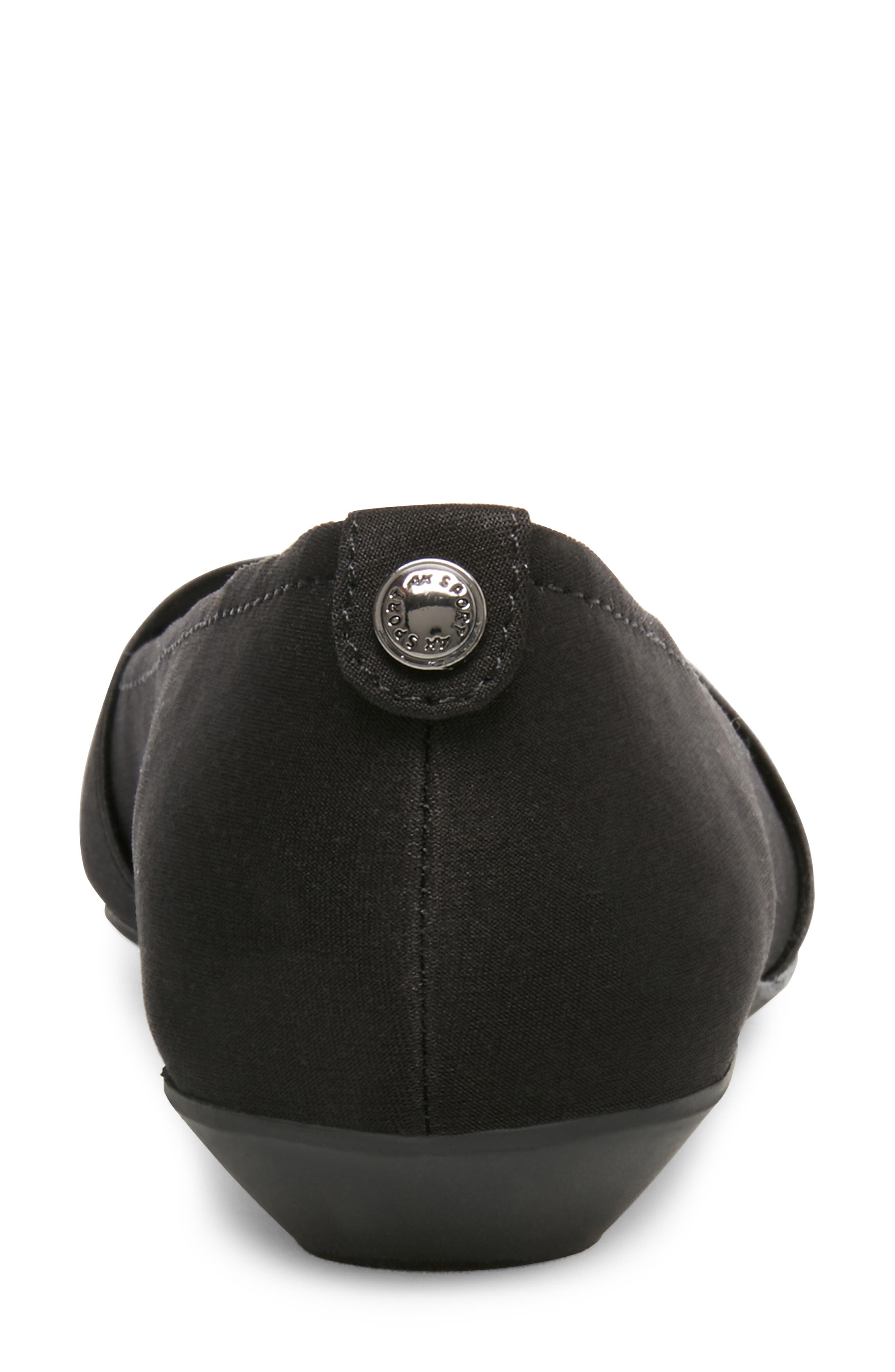 Anne Klein Oalise Pointed Toe Flat, Alternate, color, Black/ Black Fabric