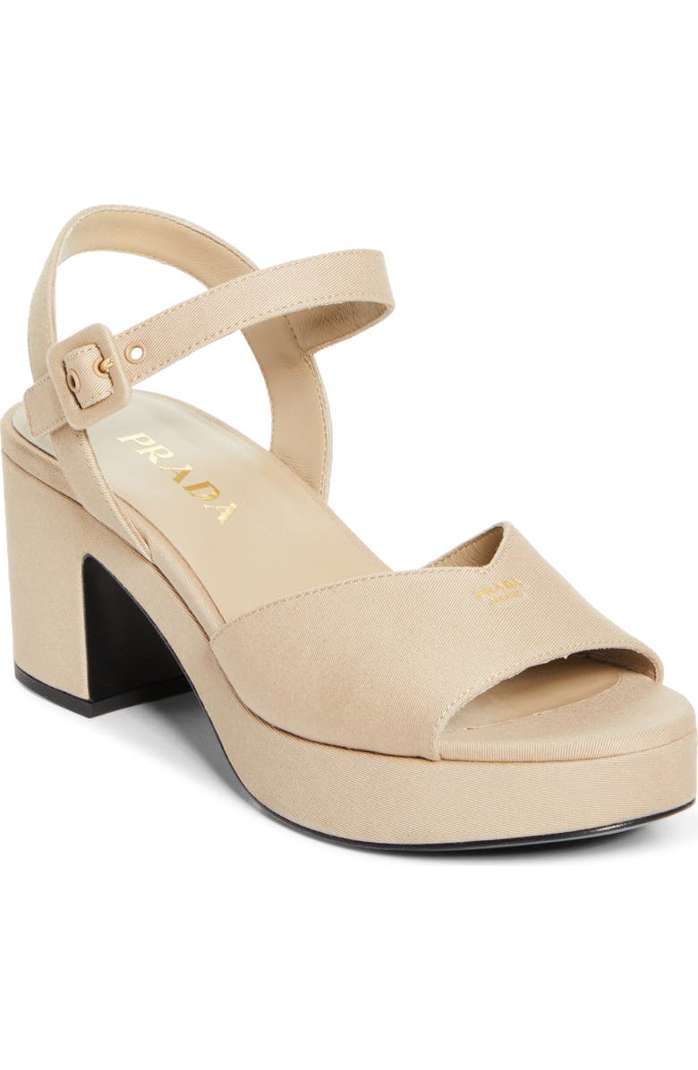 Prada Block Heel Sandal, Main, color, Khaki
