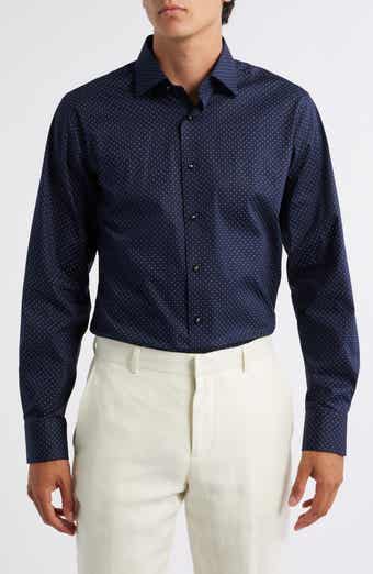 Trim Fit Neat Stretch Cotton Dress Shirt