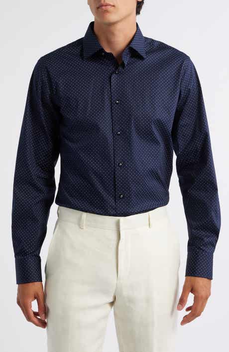 Trim Fit Neat Stretch Cotton Dress Shirt