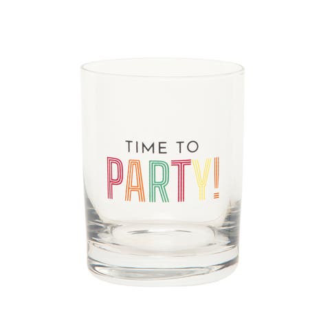 Time To Party Rock Glass Clear 10 oz