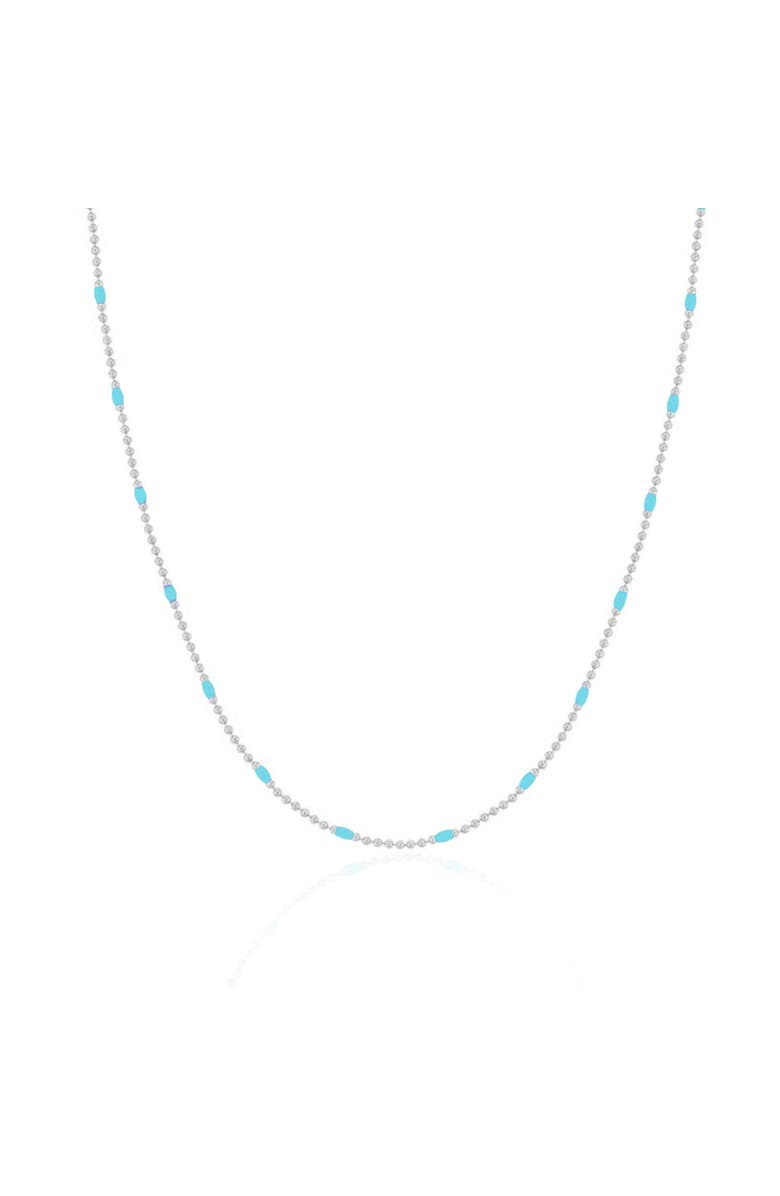 The Lovery Fine Jewelry Blue Enamel Nugget Bead Necklace, Main, color, Sterling Silver