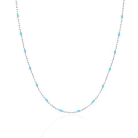 Blue Enamel Nugget Bead Necklace