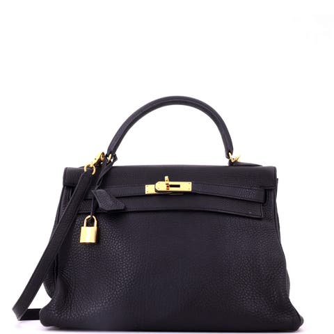 Kelly Handbag Black Togo with Gold Hardware 32